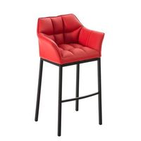 taburete de bar damaso cuero sintetico con base de cuatro patas simil cuero rojo 48x64x110 cm clp