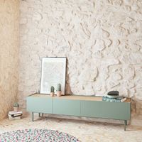 mueble de tv 2 cajones 1 puerta abatible verde