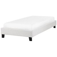 cama con somier individual sin cabecero tapizada de tela de poliester gris claro 90 x 200 cm roanne
