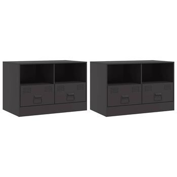 Muebles Para Tv 2 Unidades Acero Negro 67x39x44 Cm Vidaxl