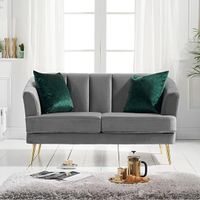 lulu 2 seater sofa in grey velvet with gold legs