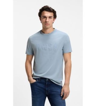 BOSS para hombre. 50481923 Camiseta Punto Logo azul claro (XS), Casual, Algodón, Manga corta