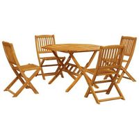 set de comedor de jardin plegable 5 uds  mueble jardin mesa y sillas madera maciza acacia