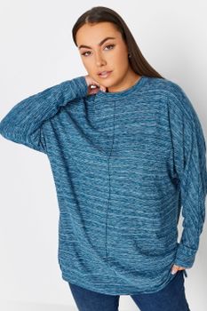 Yours Jersey Suave Azul Costura Frontal, Mujer Curvy Y Tallas Grandes, Yours