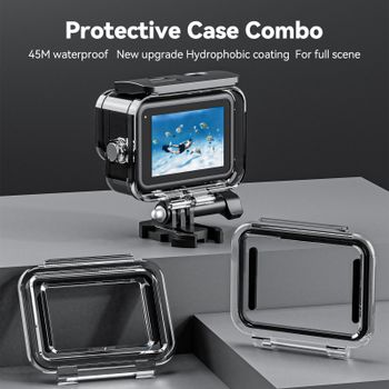 TELESIN-funda impermeable de escena completa antiniebla, lente de vidrio templado subacuática, cubierta de carcasa de buceo para GoPro Hero 13 12 11 10 9