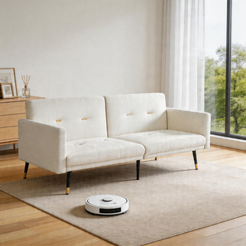 Canapé-lit Convertible 2-en-1 Multifuncional Con Respaldo Ajustable, Beige, Para Salón Y Dormitorio