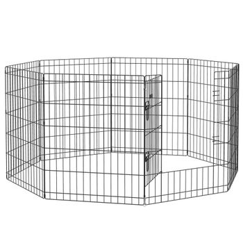 PawHut Corralito Plegable para Perros de 8 Paneles 76x61 cm Configurable con Puerta y Doble Cerradura Ideal para Jardín Patio Negro   Aosom España