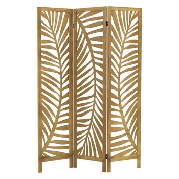 Biombo divisorio de 3 paneles modelo fukuoka madera natural 170x121cm