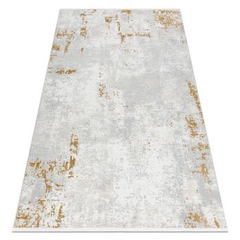 Alfombra Moderna Duke 51378 Crema / Dorado - Hormigón, Piedra Estruct 80x150 Cm