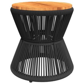 Mesa De Centro，mesa Auxiliar，mesa De Café Base De Alambre Madera Acacia Negro Ø 45x44 Cm