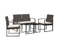 set comedor de jardin 5 piezas y cojines pp aspecto ratan marron
