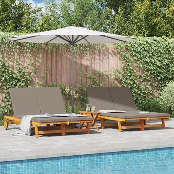 Sillón Doble De Sol Con Ruedas Y Cojín De Madera Maciza De Acacia V7685 Unico / Marrón