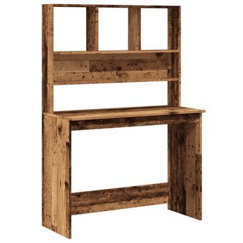 Escritorio Estantes Madera Ingeniería Envejecida 102x45x148 Cm Vidaxl