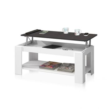 Mesa de centro elevable melamina blanco artik - óxido