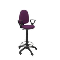taburete ergonomico con mecanismo de contacto permanente regulable en altura y aro reposapies  asiento y respaldo tapizados en tejido bali color morado brazos fijos incluidos piqueras y crespo modelo t04cp