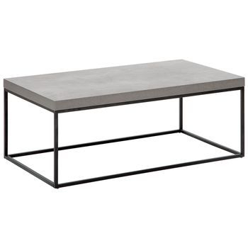 Mesa De Centro Gris Claro Negro 100 X 60 Cm Efecto Cemento Base De Metal Dorris