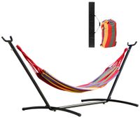 outsunny hamaca con soporte de acero portatil ajustable 6 niveles con bolsa de transporte 150 kg 200x150 cm para jardin sala de estar   aosom espana