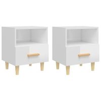 pack 2 uds mesitas de noche  mesa auxiliar  mesilla blanco brillante 40x35x47 cm
