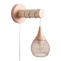 ledkia lampara de pared de madera y metal monah  negro