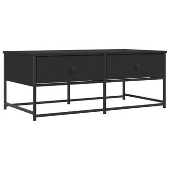 Mesa De Centro 100x51x40 Cm Madera Y Metal Trabajados - Negro