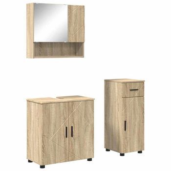 Juego De Muebles De Baño 3 Uds. Roble Sonoma 61 X 35 X 64 Cm Vidaxl
