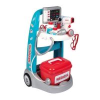 carrito medico smoby 7600340207 electronico con luces sonidos y 25 piezas