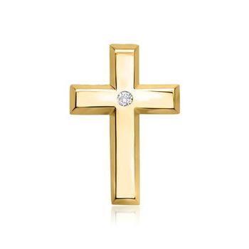 14 quilates oro amarillo colgante cruz diamante 0,02 ct.