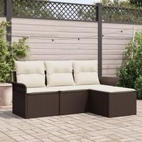juego de sofa de jardin de 4 piezas con cojines marron ratan sintetico v8946 unico  marron