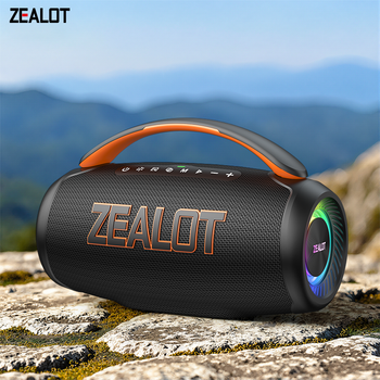 zealot_P12 Altavoz Bluetooth Portátil de 60W con 10 Horas de Reproducción, Asa Portátil, Altavoz Original, Iluminación RGB, zealot