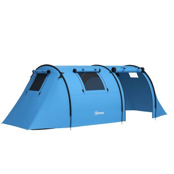 Outsunny Tienda de Campaña para 3 Personas con Ventanas Gancho Bolsa de Transporte Impermeable 3000 mm 470x220x150 cm Azul Celeste