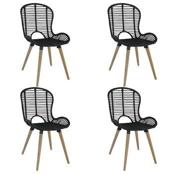 Sillas De Comedor 4 Unidades De Ratán Natural Negro Vidaxl