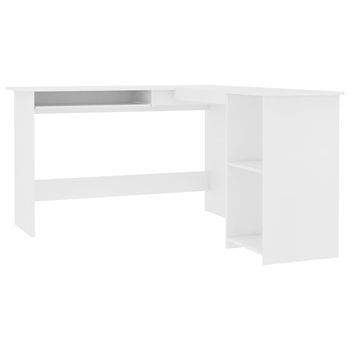 Mesa De Escritorio | | Escritorio De Despacho | Escritorio Forma De L Madera Contrachapada Blanco 120x140x75 Cm