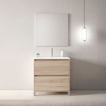 Mueble Porto 70 Cm 2c, Roble Claro. Pack Mueble + Lavabo.