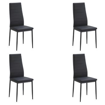 Pack 4 Sillas Avat Para Comedor En Color Negro Patas De Metal