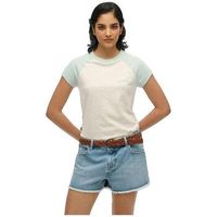 superdry camiseta t-shirt essential logo raglan slub para mujer