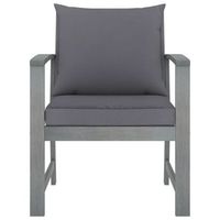 pack 2 uds sillas de jardin  silla de exterior  sillon cojines gris oscuro madera maciza acacia