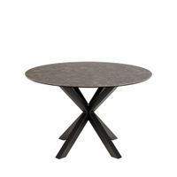 mesa de comedor redonda de 4 plazas en ceramica y metal - negro
