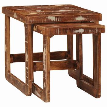 Mesas Auxiliares Multicolor Madera Maciza Reciclada