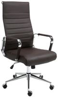 silla de oficina giratoria regulable en cuero autentico marron