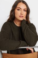 yours jersey de punto marron con hombro caido mujer curvy y tallas grandes yours
