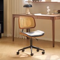 silla de escritorio en ratan y madera negro