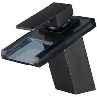 grifo mezclador para lavabo de bano en cascada de vidrio ceramico negro sin led y flexible