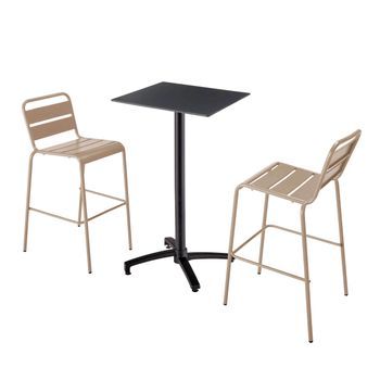 Mesa Alta Inclinable De Conjunto En Negro Y 2 Sillas Topo, Opéra - Oviala