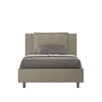 Cama De Una Plaza Y Medio  Sin Somier Acolchada 120x210 Cuero Sintético Capuchino Antea