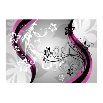 Papel Pintado 3d - Zig-zags Florales (rosa) (250x175 Cm)