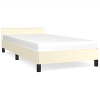 estructura de cama con cabecero cuero sintetico crema 100x200cm