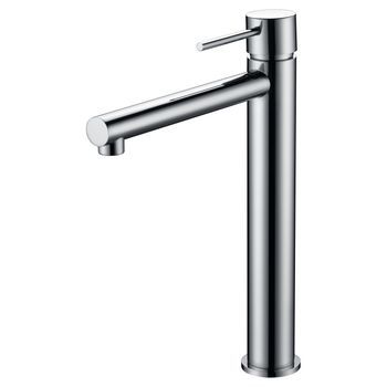 Grifo Monomando Lavabo Alto Cromado Cuerpo Latón Con Cartucho Cerámico Y Tubos Flexibles