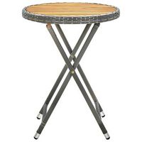 mesa de cafe - mesa de centro ratan sintetico y madera maciza de acacia 60 cm
