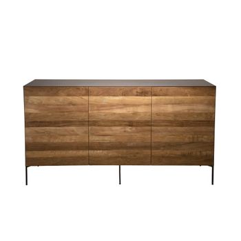 Aparador de 3 puertas de madera de teca reciclada y metal antracita