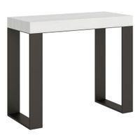 consola extensible 90x40196 cm efecto madera fresno blanco y hierro